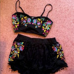 Black Floral Two Piece